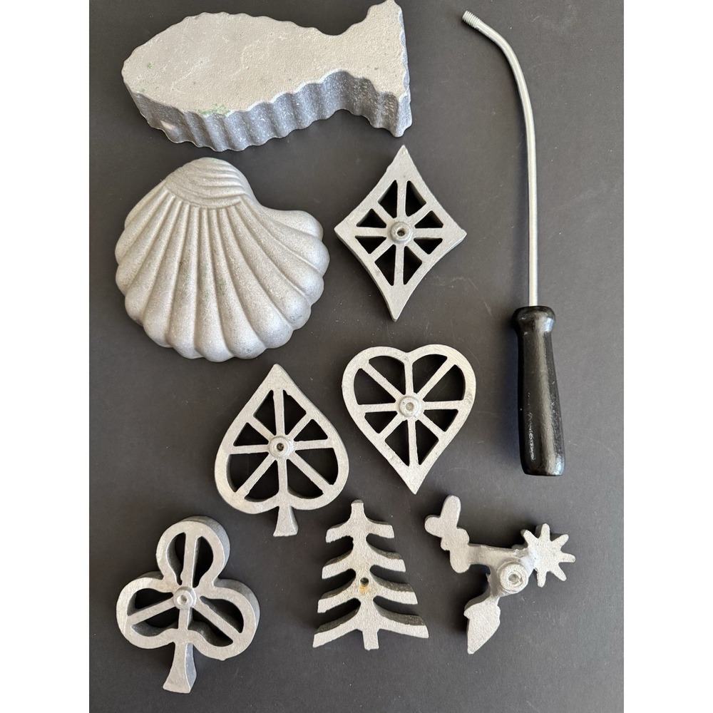 Vintage Hirco Sea Food Shell Waffle Molds 9‎ Pieces